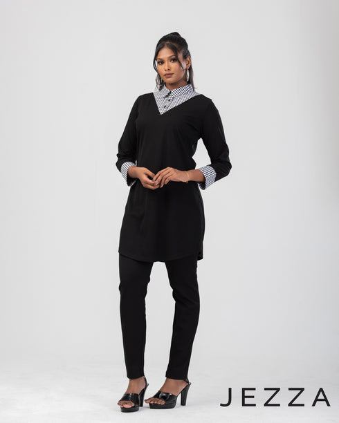 Checked & Solid Panel Top 65341